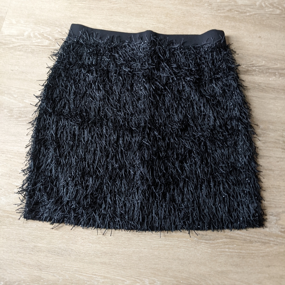 NWT Mango Black Fringe Mini Skirt Size M